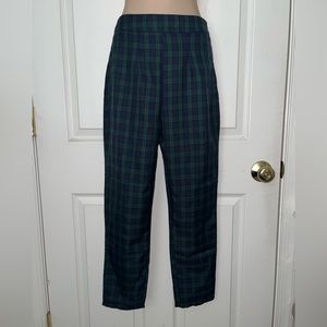 NWT Boohoo Navy Blue Green Plaid Tartan Ankle Pants 2